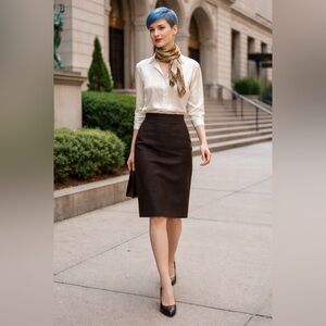 Vintage Tomaso Stefanelli Lambswool Skirt Brown Made in Italy EU 44 US 8 Luxury